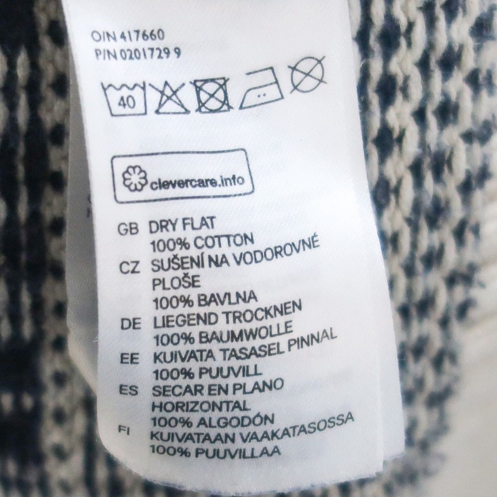 H&M Label of Graded Goods Mens Sweater Large Cream‎ Teal Stripes Holiday - Picture 6 of 8